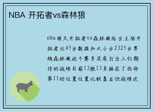 NBA 开拓者vs森林狼
